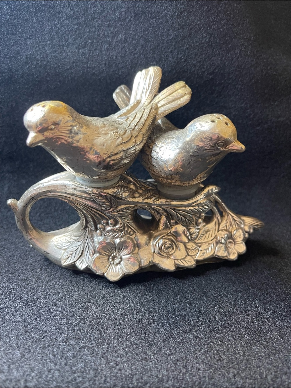 Vintage! Ornate Silver Bird Salt & Pepper Shakers